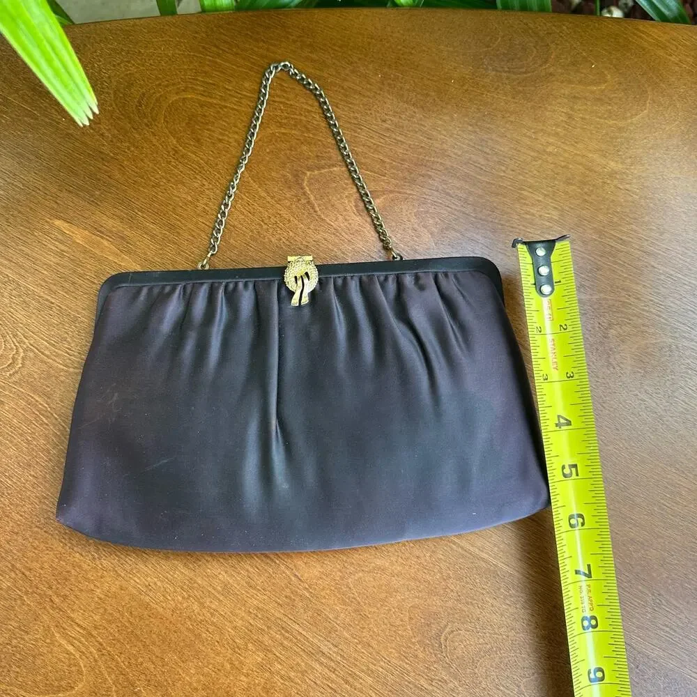 Vintage 1960s Womens Black Purple Convertible Handbag Clutch
